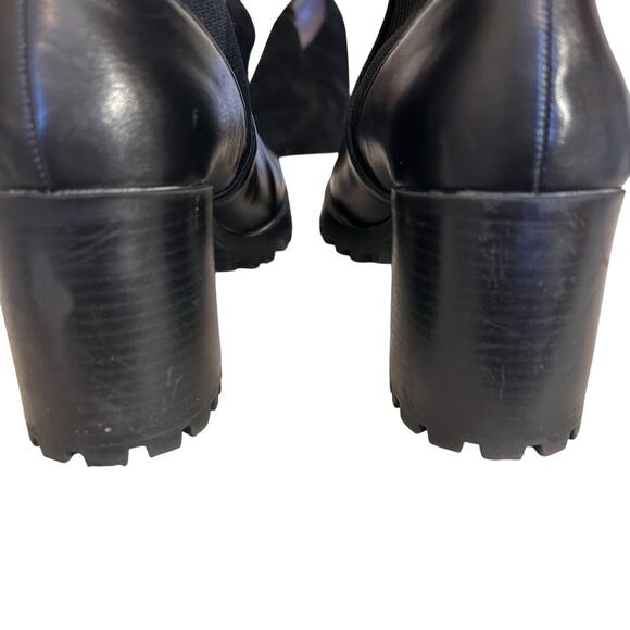 Zara Women’s Track Sole Ankle Moto Combat Chunky Heel Slip On Black Boots 7.5/38 - Picture 6 of 14